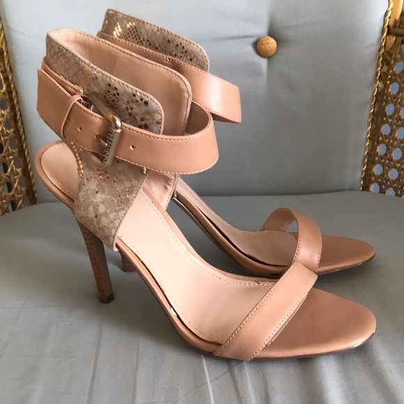 Guess Shoes - Guess nude color stiletto high heel ankle strap shoes size 8.5 glam sexy party